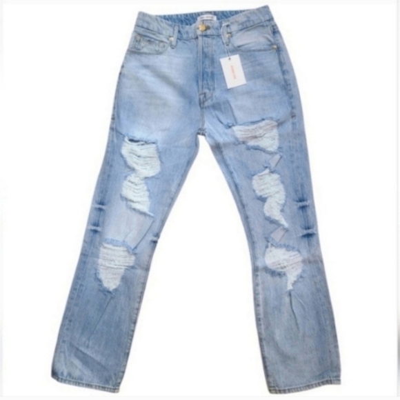 Good American Light Blue Distressed Straight Leg Jeans - Picture 11 of 11
